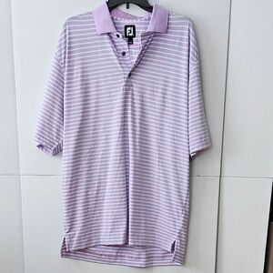 Men's FootJoy Golf Polo - Lilac & Powder Blue Striped - Large - LIKE NEW